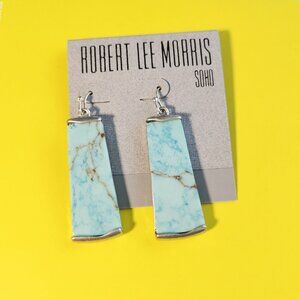 ROBERT LEE MORRIS Turquoise Silver Artisan Drop Earrings Boho Chic Jewelry